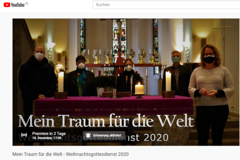 Weihnachtsgottesdienst auf Youtube